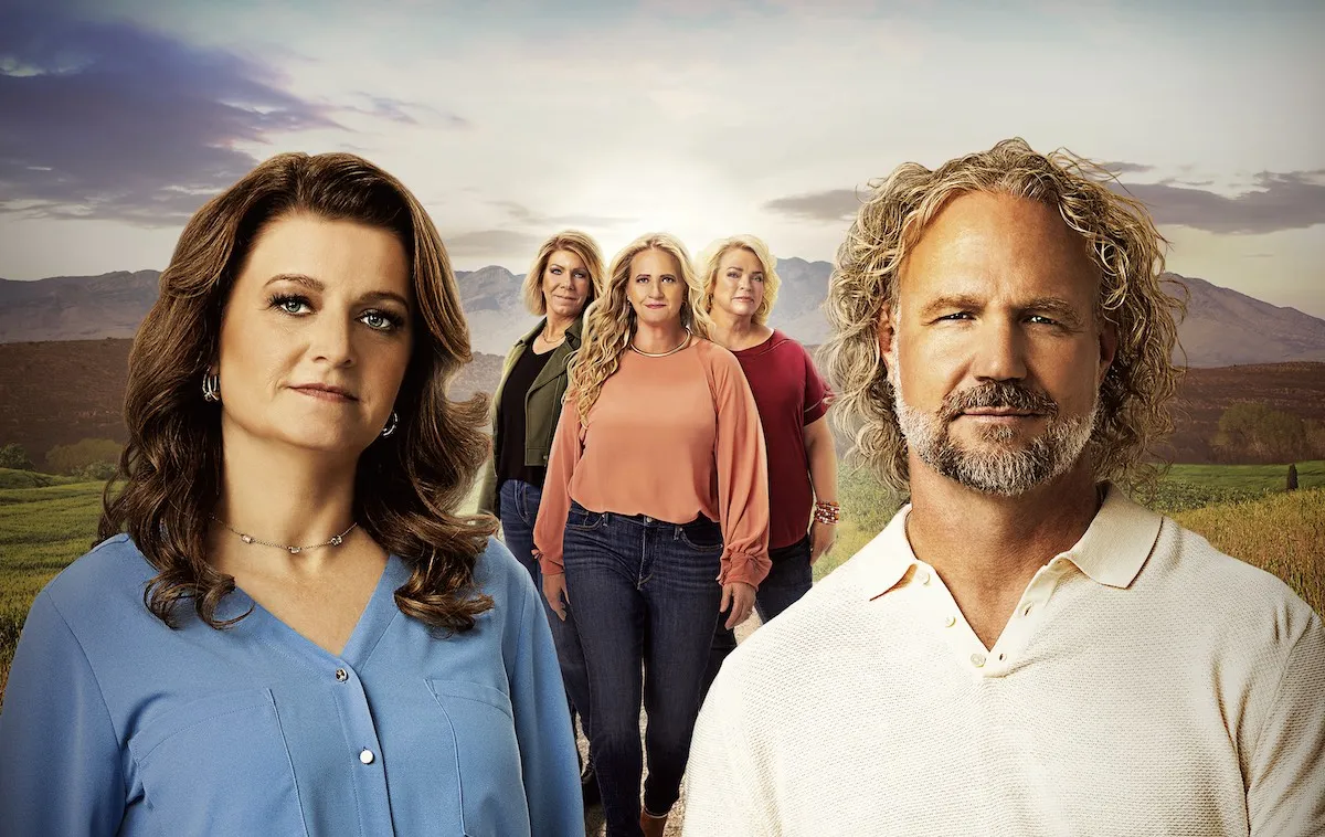 Robyn Brown and Kody Brown framing Meri, Christine, and Janelle Brown in a promo shot for 'Sister Wives' Season 20